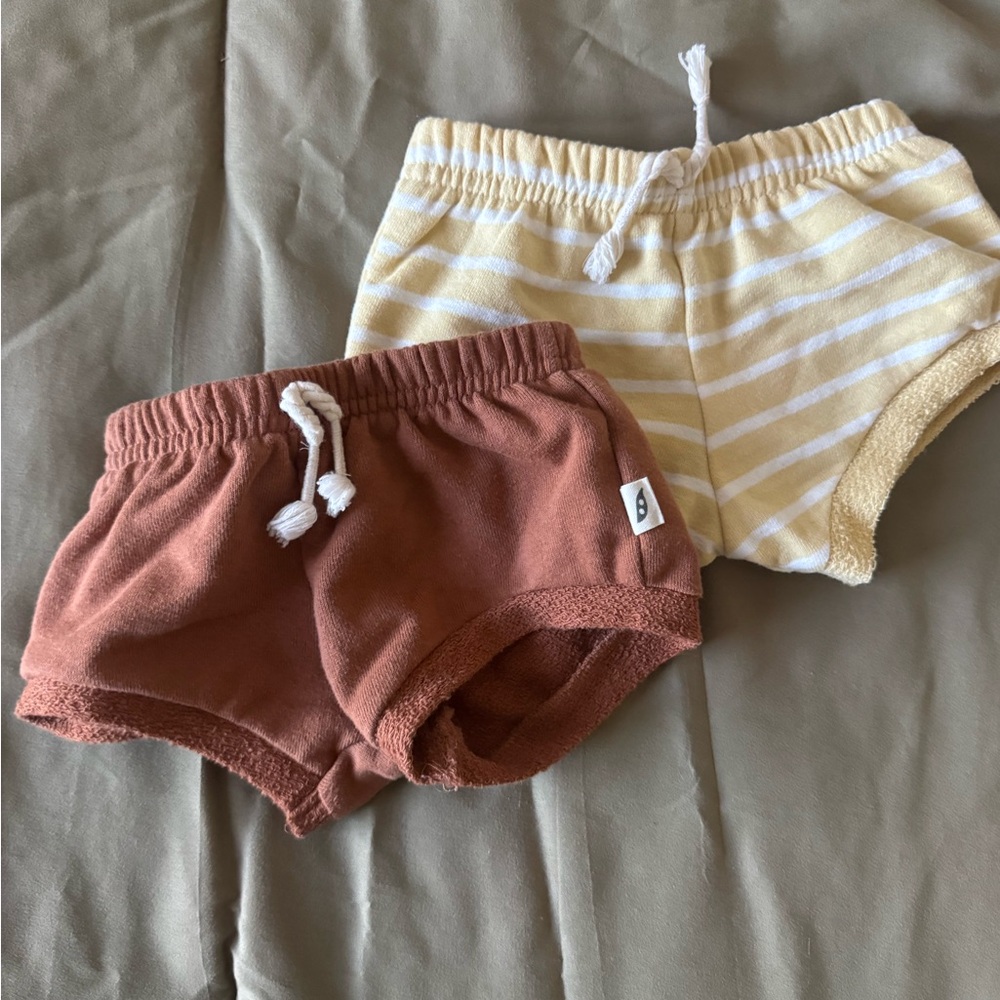 3-6 months Striped and Solid Baby Shorts Set